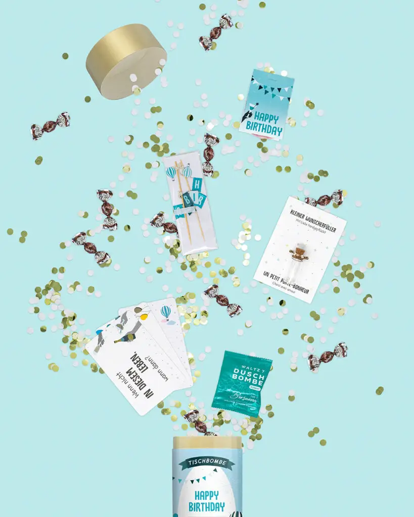Nachhaltige Tischbombe Happy Birthday von Happy Moment by Artoz