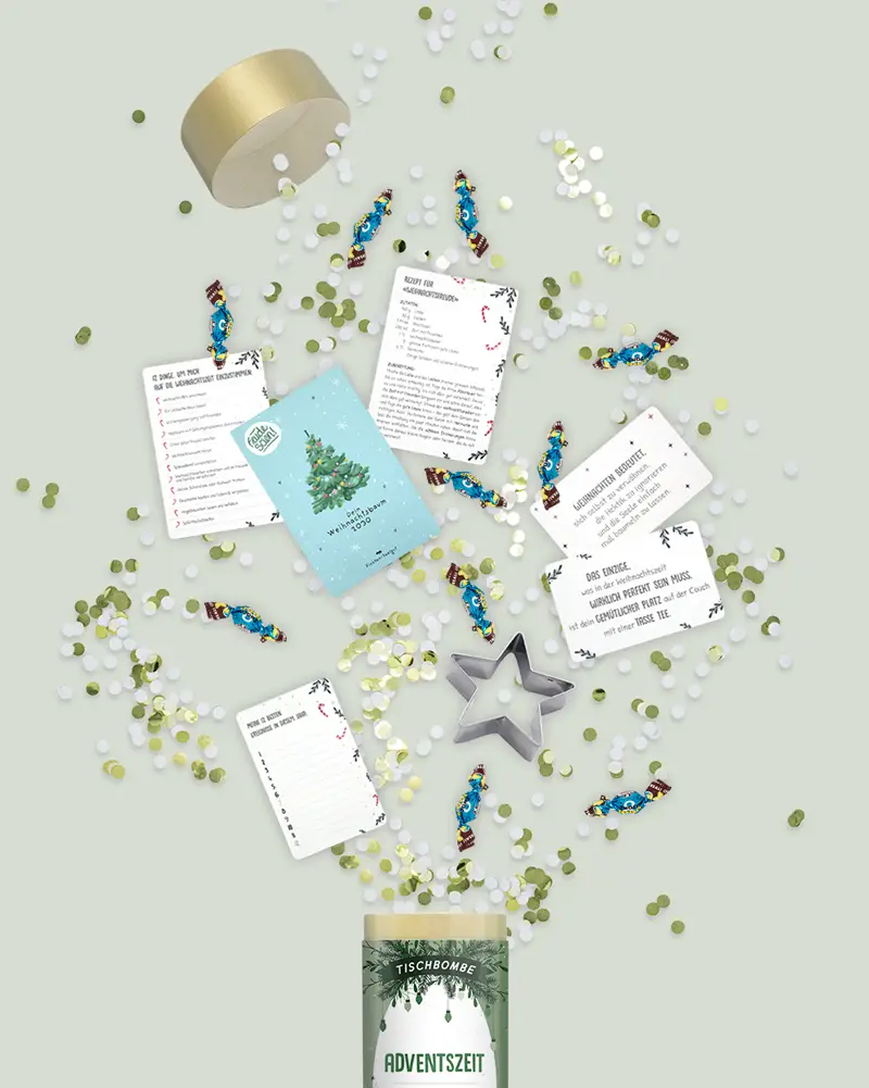 Nachhaltige Tischbombe Adventszeit von Happy Moment by Artoz - inhalt